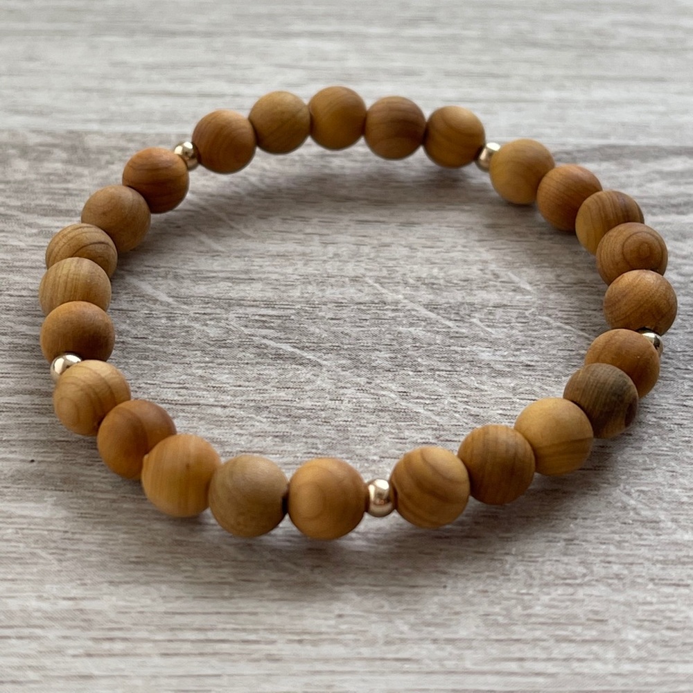 6mm Sandalwood & 3mm 14K Gold Fill beads
